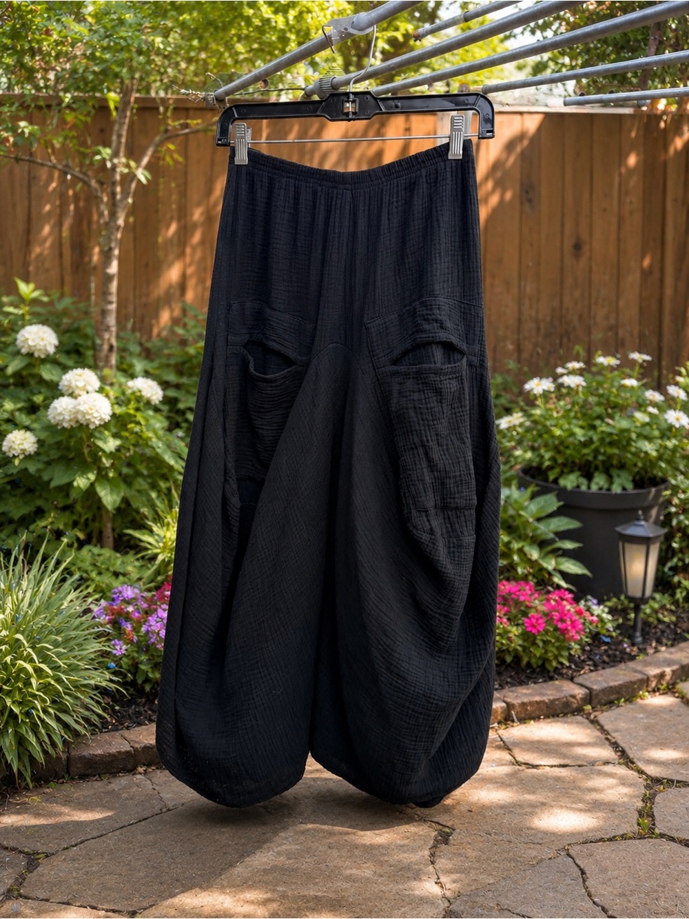 Color Me Cotton CMC Black Cocoon Balloon Skirt USA  Crinkle Cotton Pockets S
